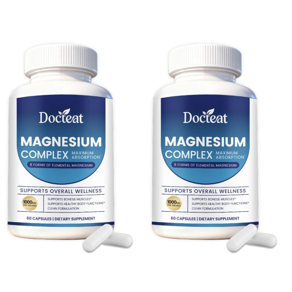 Docteat Magnesium Complex Capsules 1000mg - 8 Forms of Elemental Magnesium for Bones, Muscles & Body Functions, 60 Vegan Count