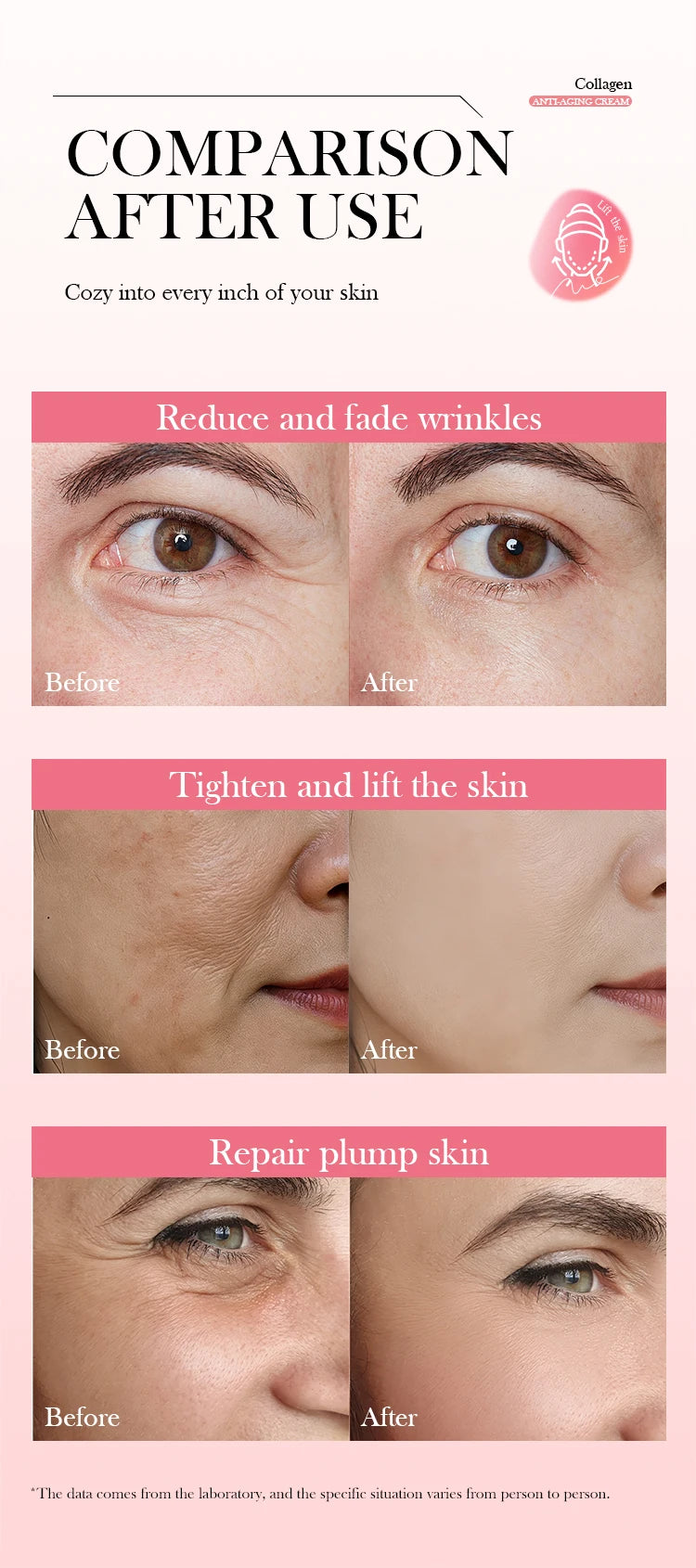 Pink Collagen Capsule Cream Suitable for All Type Skins Moisturizing Firming Night Skin Care Facial Cream