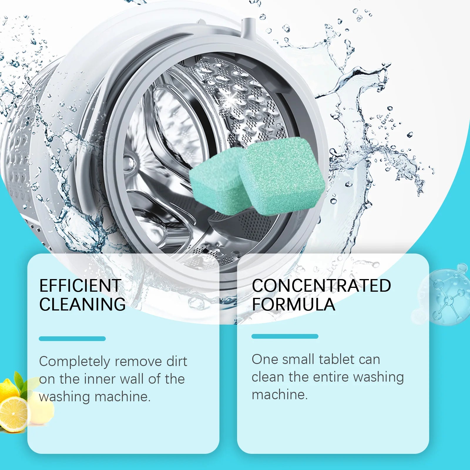 Washing Machine Cleaning Tablets Remove Stain Drum Cleaner Foam Stubborn Dirt Mild No Residue Eliminates Odors For All Models