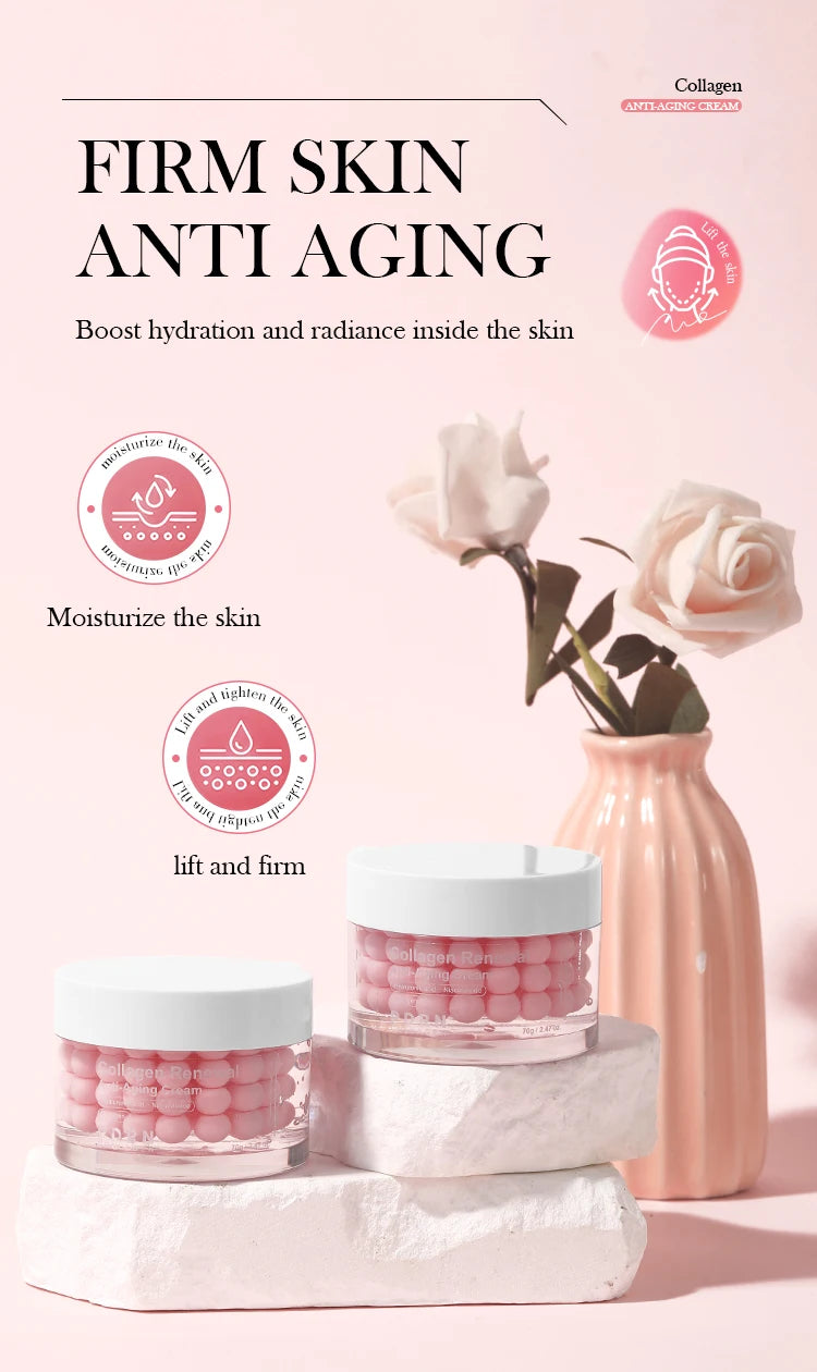 Pink Collagen Capsule Cream Suitable for All Type Skins Moisturizing Firming Night Skin Care Facial Cream