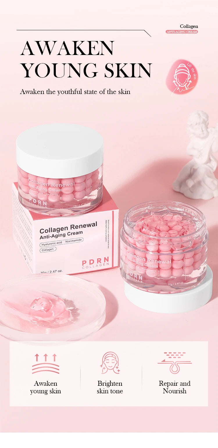Pink Collagen Capsule Cream Suitable for All Type Skins Moisturizing Firming Night Skin Care Facial Cream