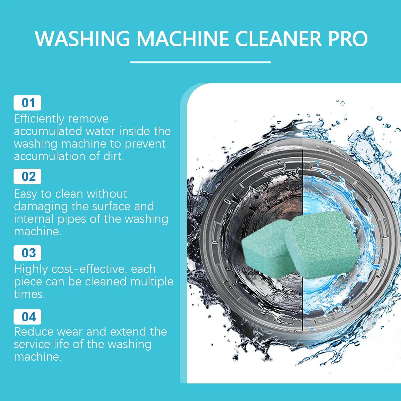 Washing Machine Cleaning Tablets Remove Stain Drum Cleaner Foam Stubborn Dirt Mild No Residue Eliminates Odors For All Models