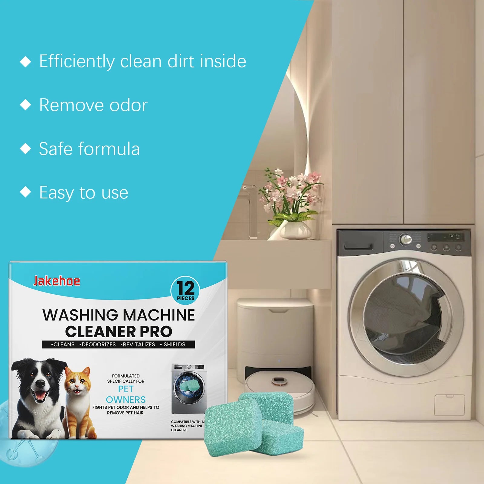 Washing Machine Cleaning Tablets Remove Stain Drum Cleaner Foam Stubborn Dirt Mild No Residue Eliminates Odors For All Models