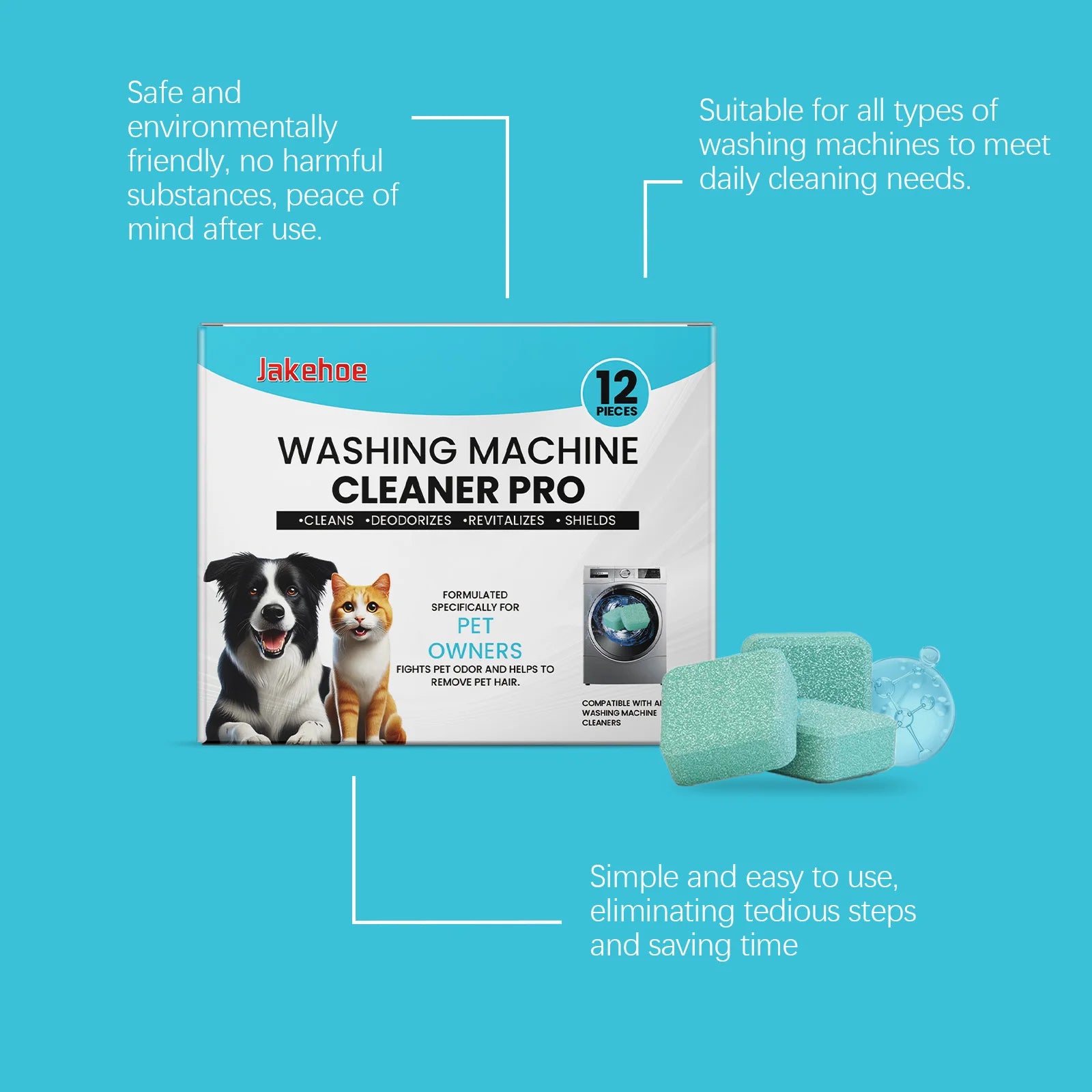 Washing Machine Cleaning Tablets Remove Stain Drum Cleaner Foam Stubborn Dirt Mild No Residue Eliminates Odors For All Models