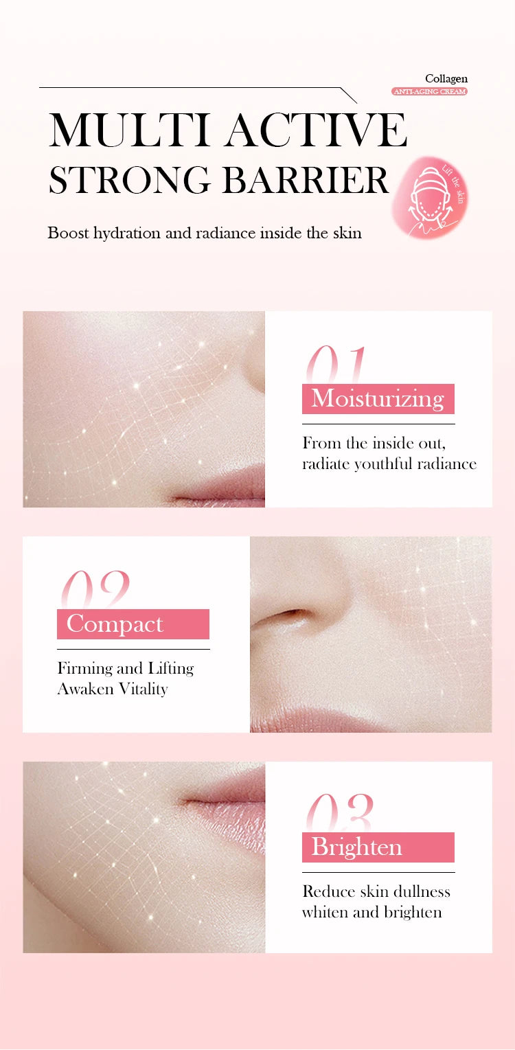 Pink Collagen Capsule Cream Suitable for All Type Skins Moisturizing Firming Night Skin Care Facial Cream