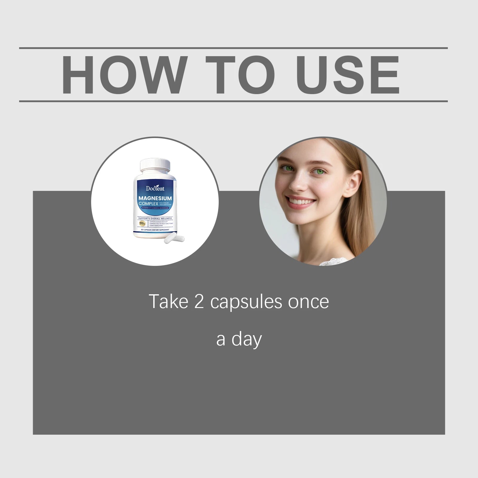 Docteat Magnesium Complex Capsules 1000mg - 8 Forms of Elemental Magnesium for Bones, Muscles & Body Functions, 60 Vegan Count