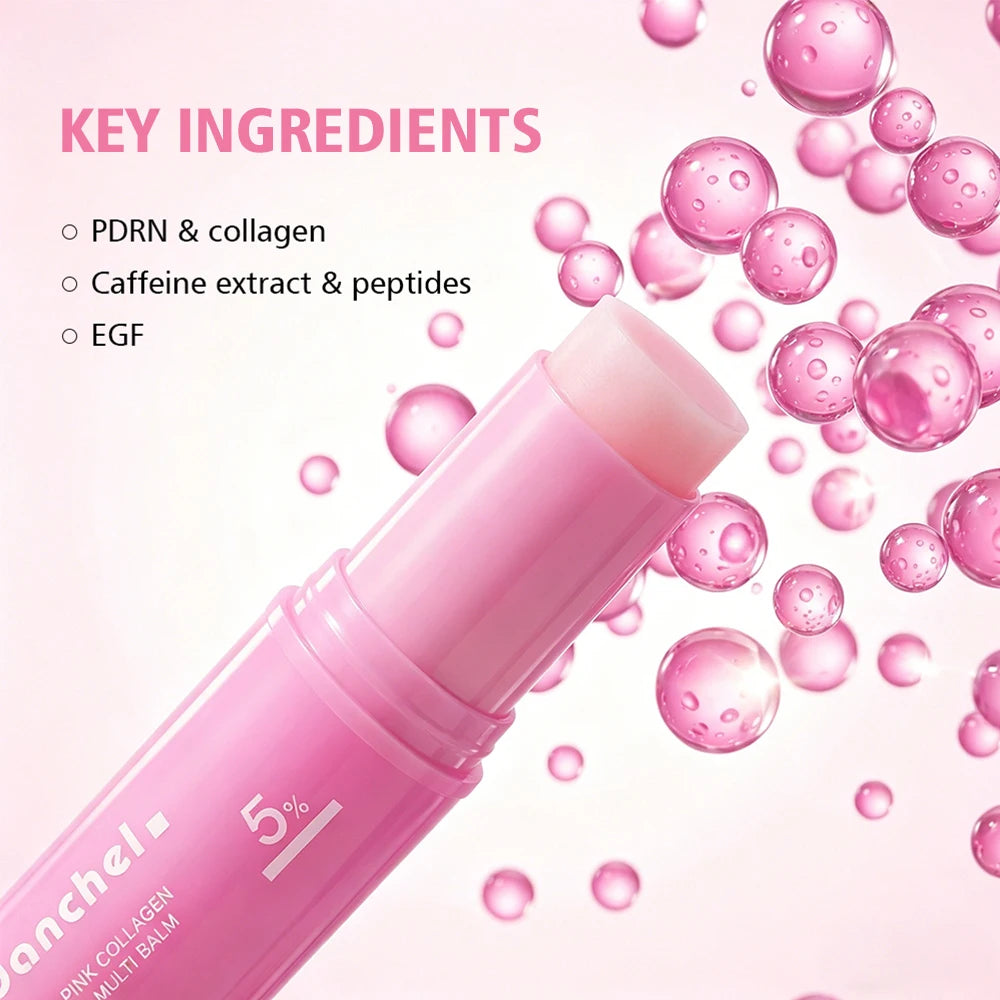 PDRN Pink Collagen Volume Multi Balm Deep Hydration Moisturization Brighten Skin Plump Smooth Radiant Portable Collagen Stick