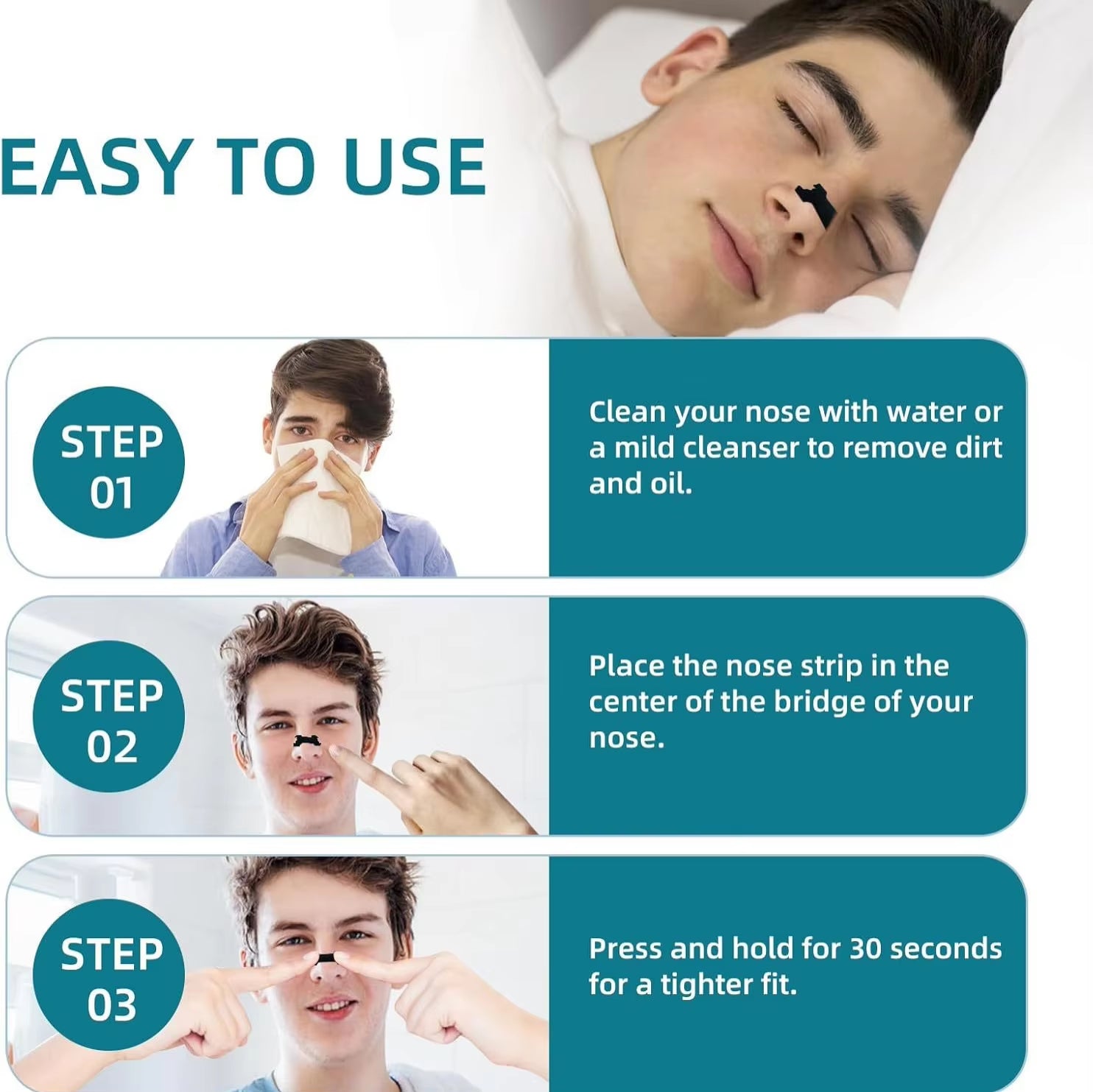 60/30/10PCS Black Nose Strips Extra Strength Nasal Strips Better Sleeping Non-Invasive anti Snoring Strips for Adult and Child
